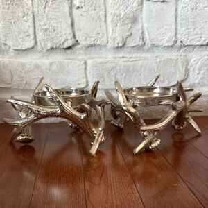 Silver Antler Candle Holders